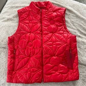 Louis Vuitton Red Flower Monogram Puffer Vest | US XL